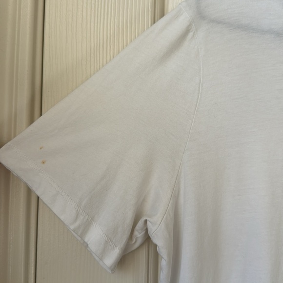 Maje Crewneck Paris Print Preppy Neutral Shirt White Size 2 oversized Flawed - Picture 6 of 8